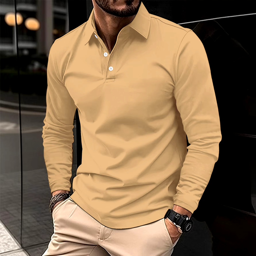 Men's Smart Casual Long-Sleeve Polo Shirt