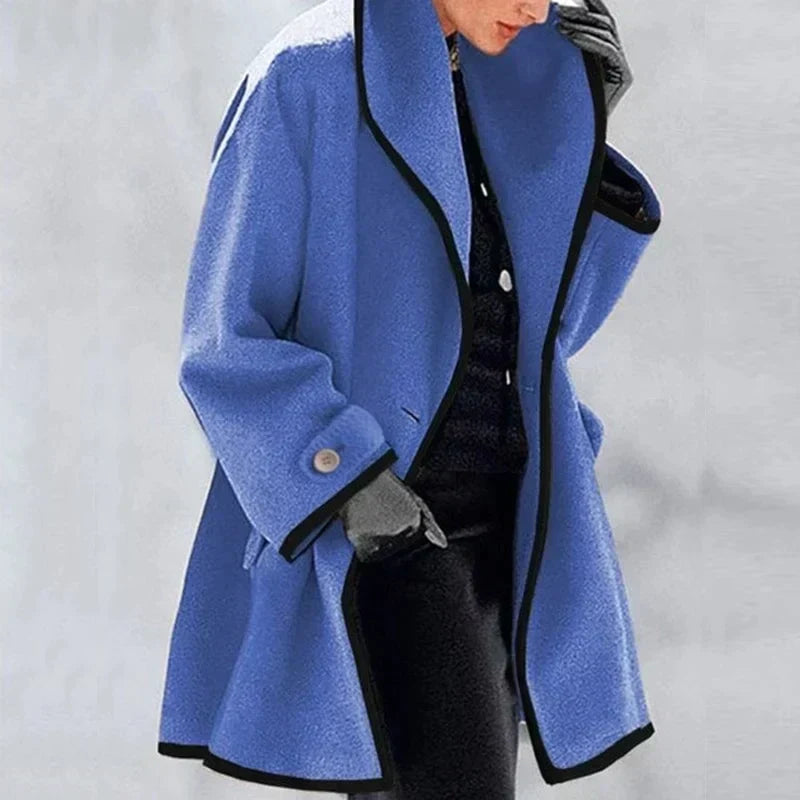 Women’s Open-Front Trench Coat with Contrast Trim