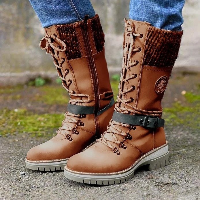 Stylish Women's Winter Boots with Comfortable Knitted Cuff