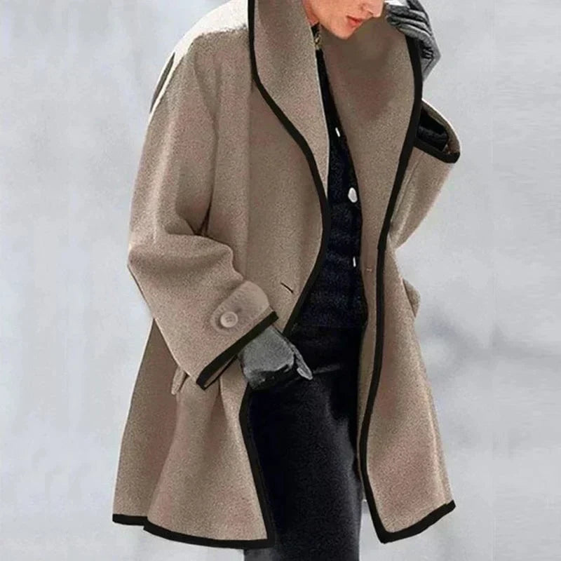 Women’s Open-Front Trench Coat with Contrast Trim