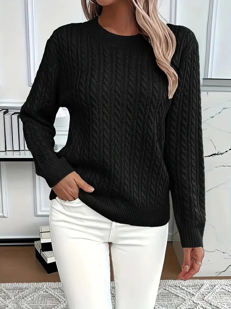 Women's Cable Knit Sweater Relaxed Fit