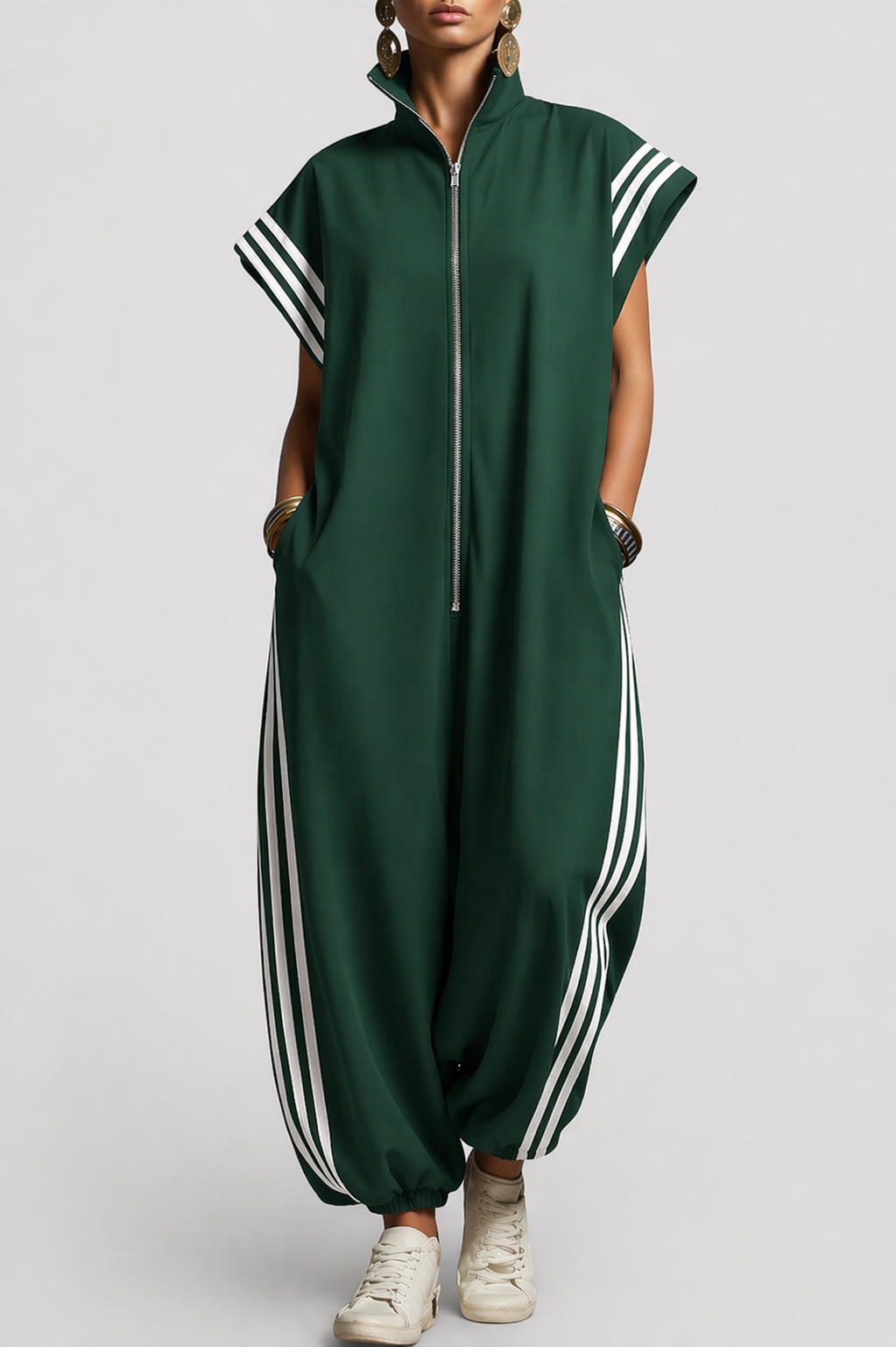 Women's Sleeveless Zip Neck Jumpsuit