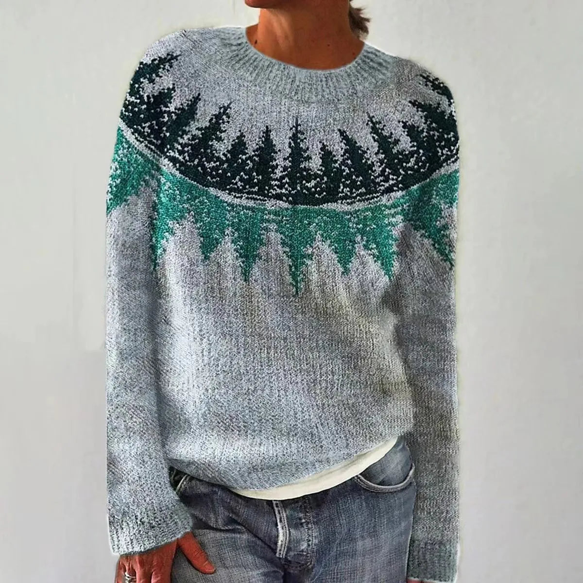 Women's Colorful Nordic Fair Isle Boat Neck Knit Sweater