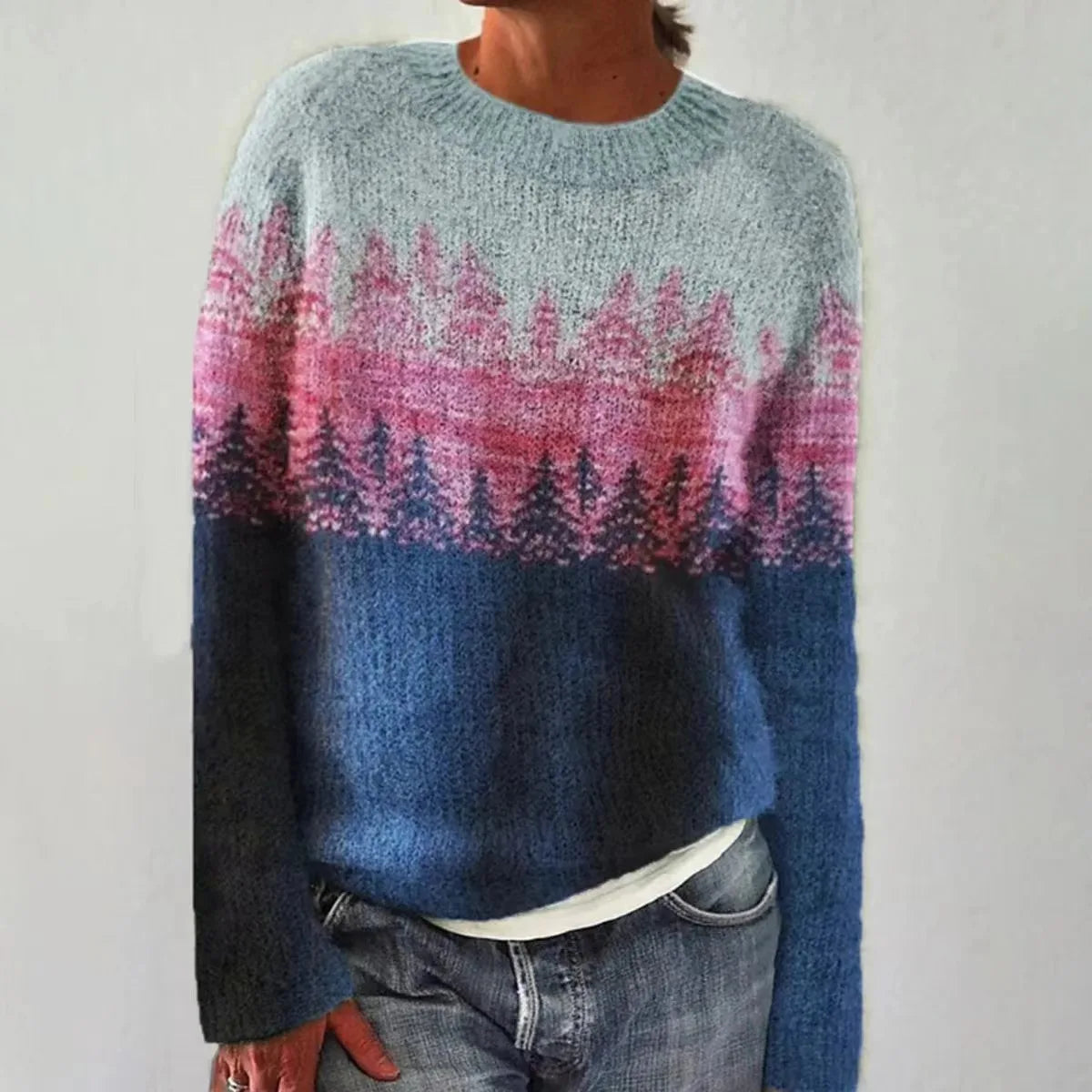 Women's Colorful Nordic Fair Isle Boat Neck Knit Sweater