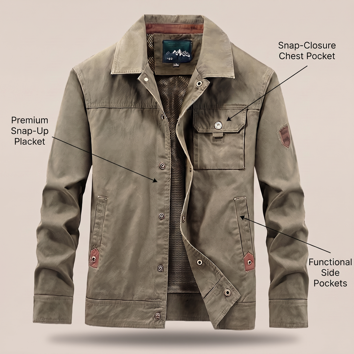 Men's Utility Workwear Jacket with Multiple Pockets
