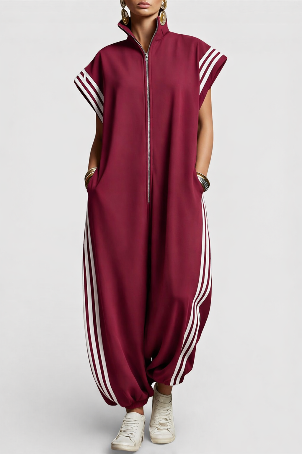 Women's Sleeveless Zip Neck Jumpsuit