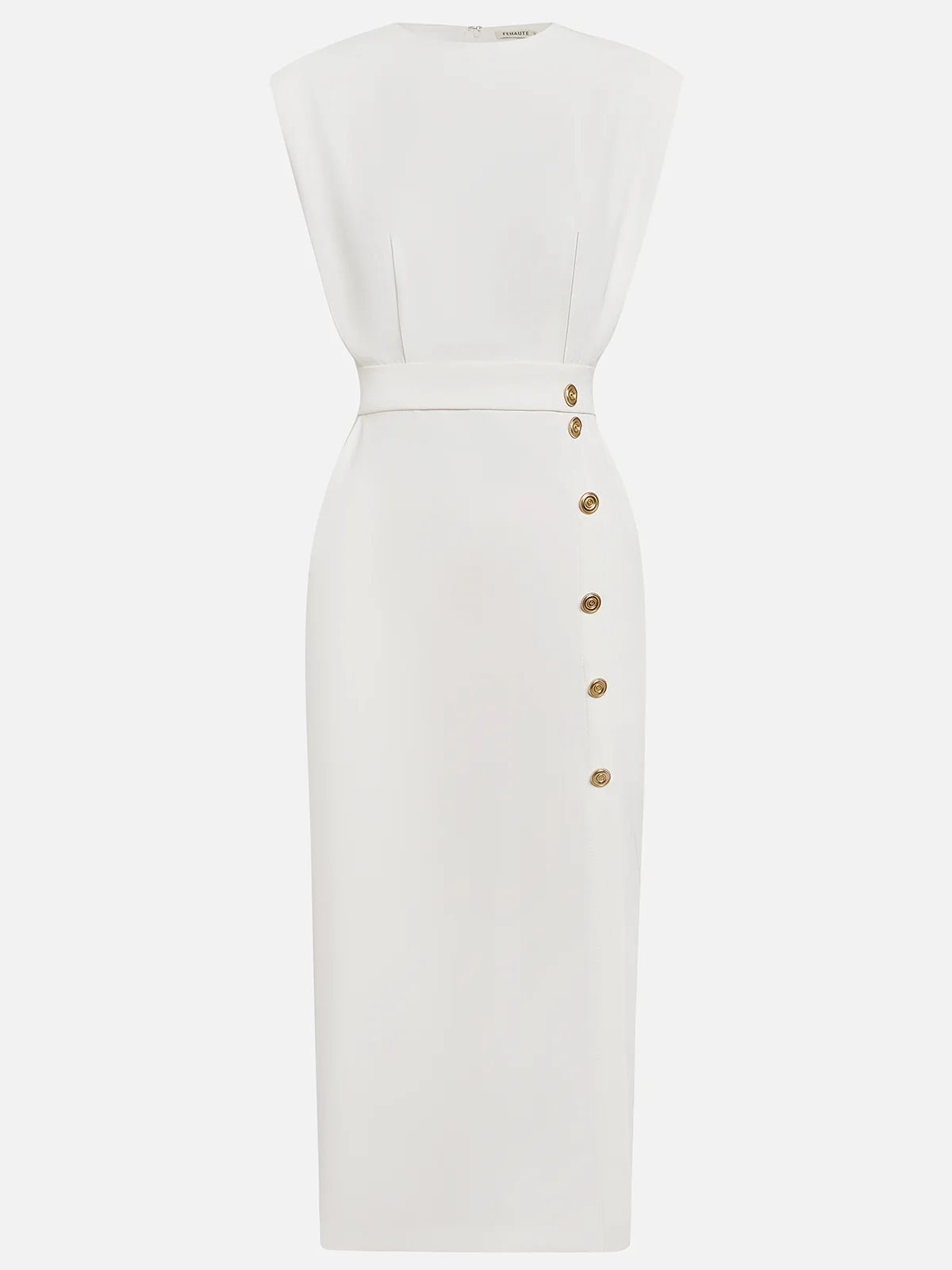 Women's Elegant Button Detail Midi Dress