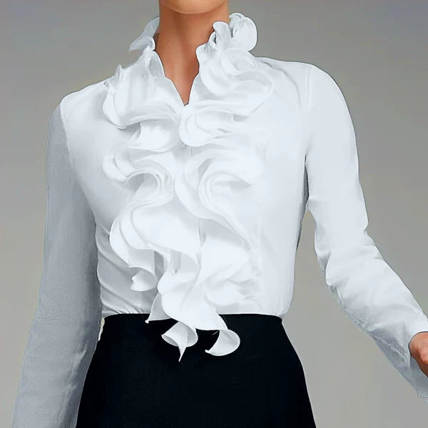 Women's Long Sleeves Ruffle Collar Blouse