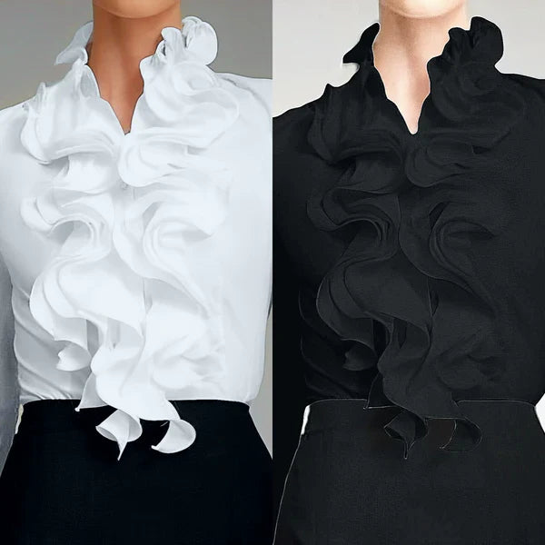 Women's Long Sleeves Ruffle Collar Blouse