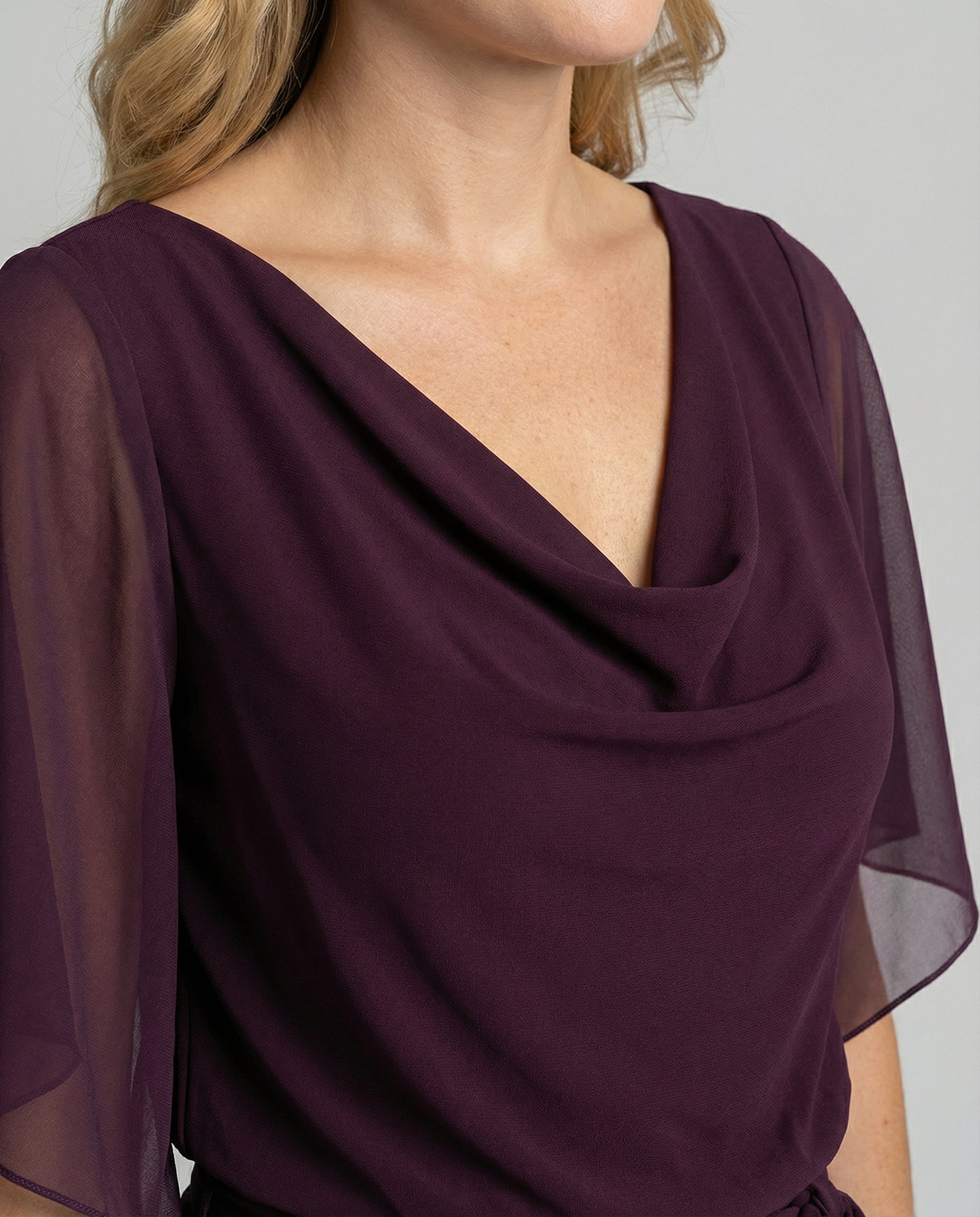 Women's Elegant Wide-Leg Jumpsuit with Cascading Neckline