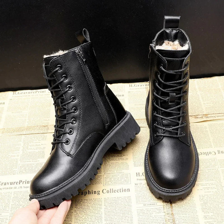 Stylish Women's High-Top Lace-Up Boots | Anti-Slip Technology