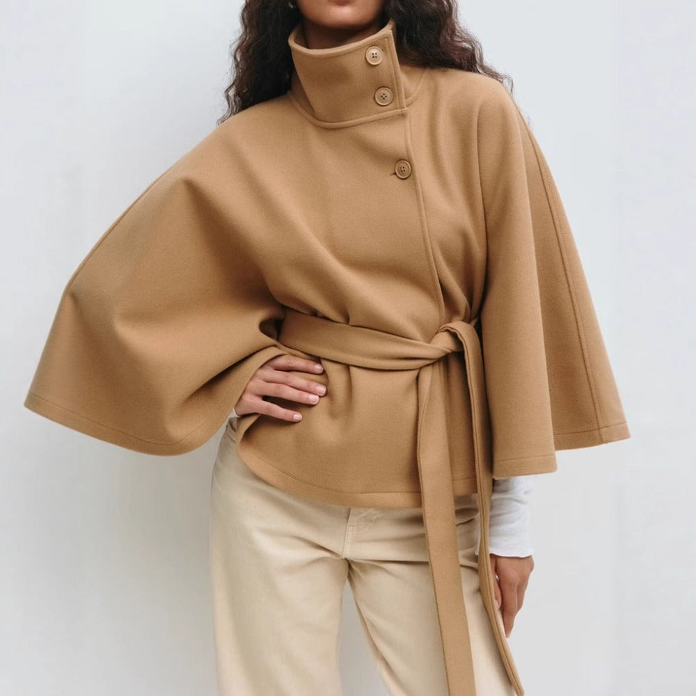 Women's High Collar Cape Winter Coat