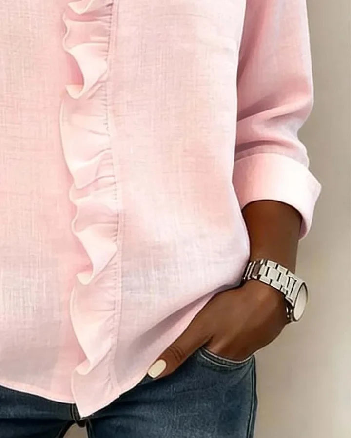 Women's Lightweight V-Neck Blouse with Ruffles