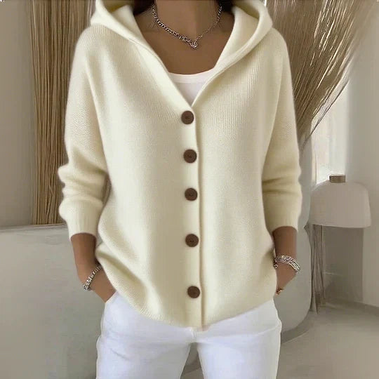 Women's Hooded Button Knit Cardigan Sweater