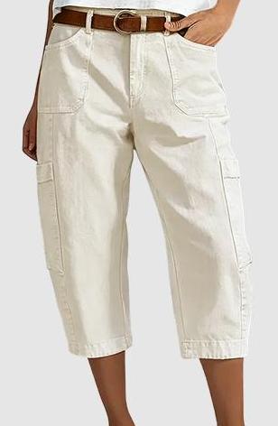 Women's Cargo Capri Pants with Multiple Pockets