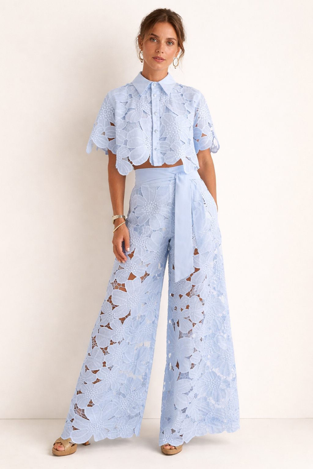 Women's Summer Blouse & Wide Leg Pants Set