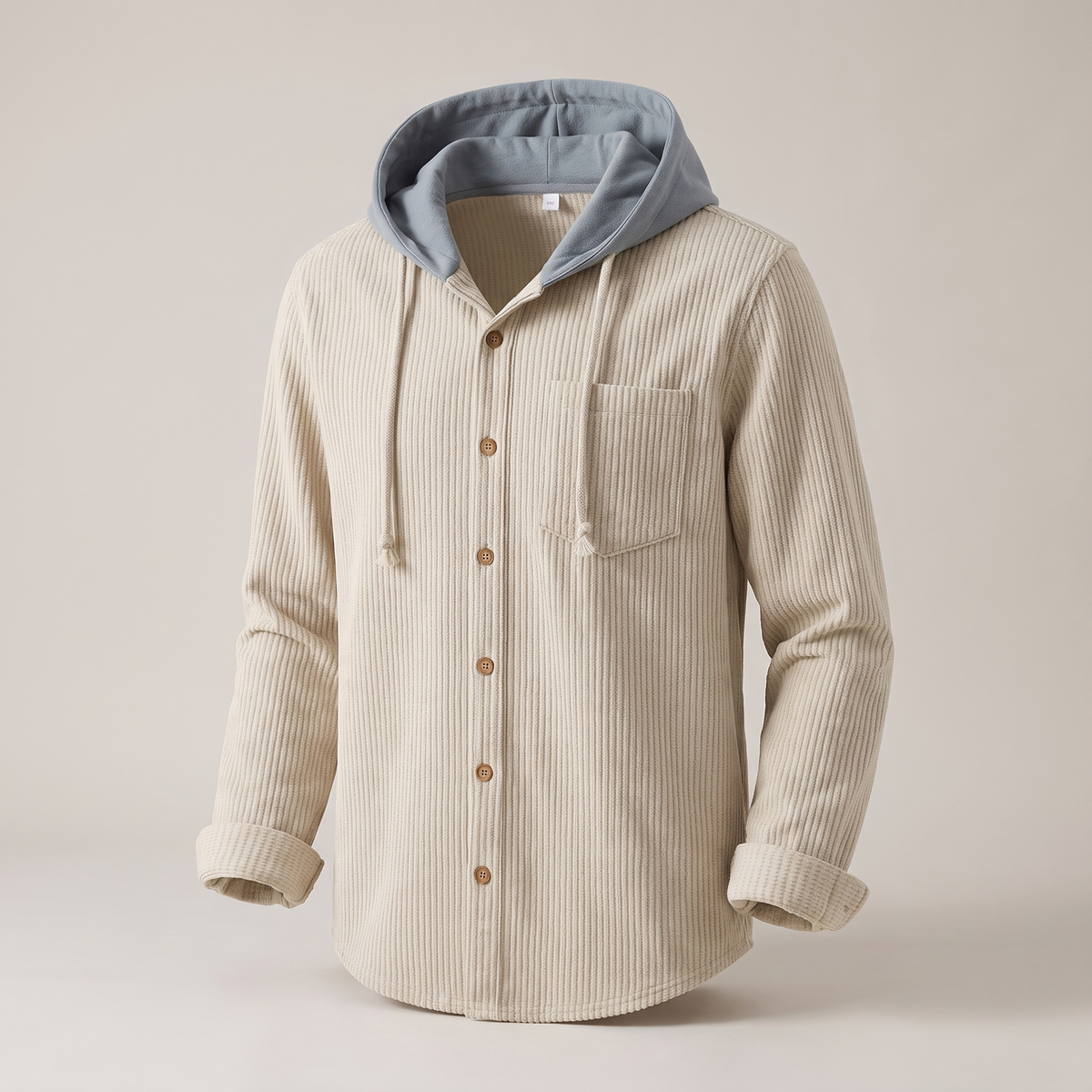 Men's Casual Button-Up Hooded Corduroy Jacket