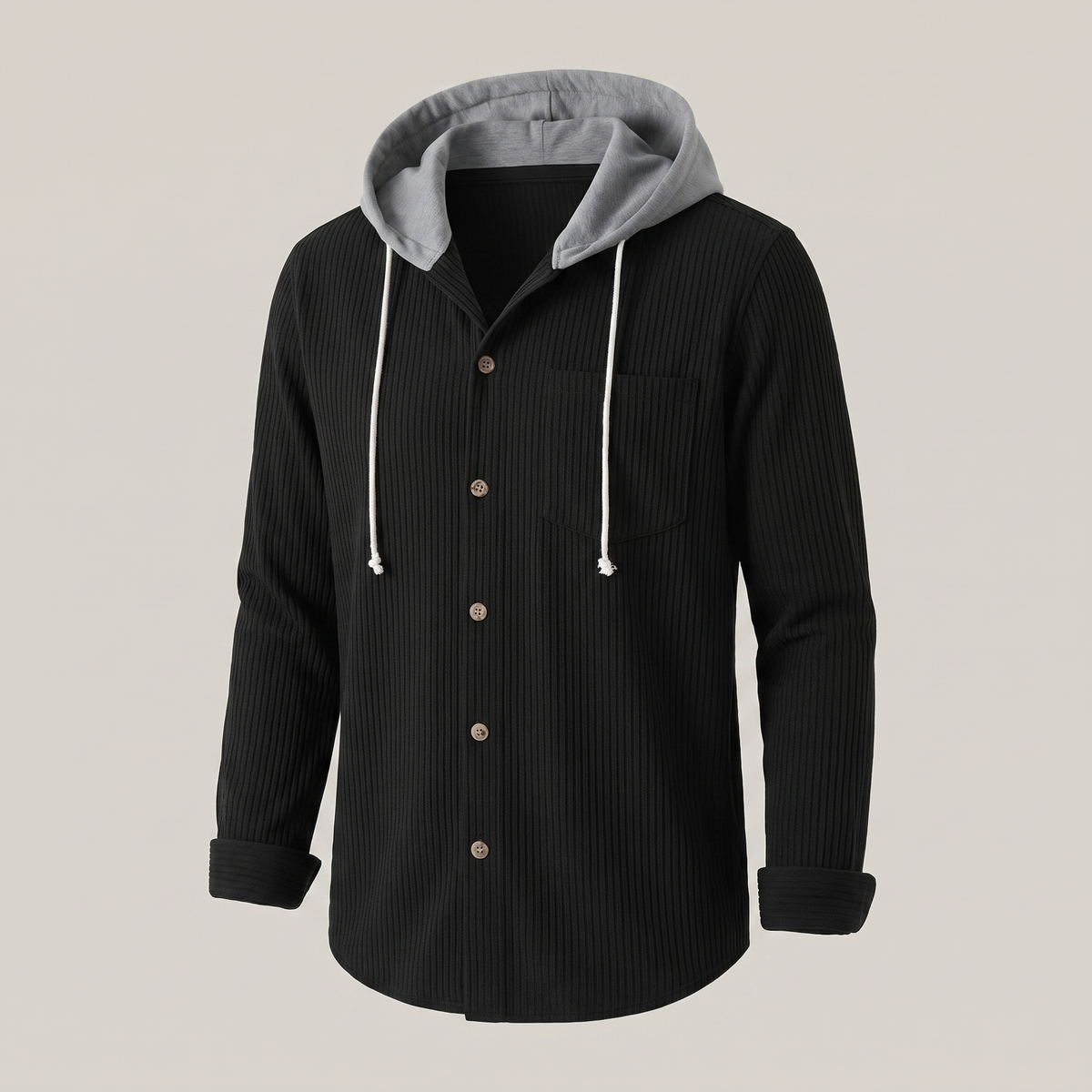 Men's Casual Button-Up Hooded Corduroy Jacket