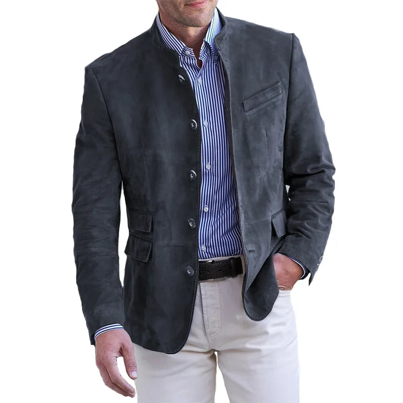 Men's Vintage Stand Collar Blazer