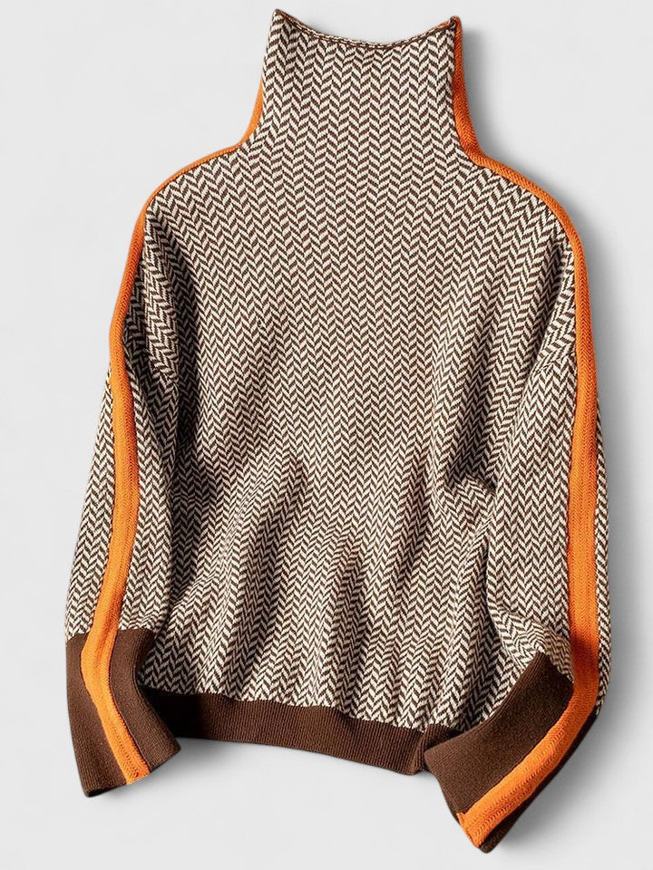Women's Color Block Turtleneck Sweater