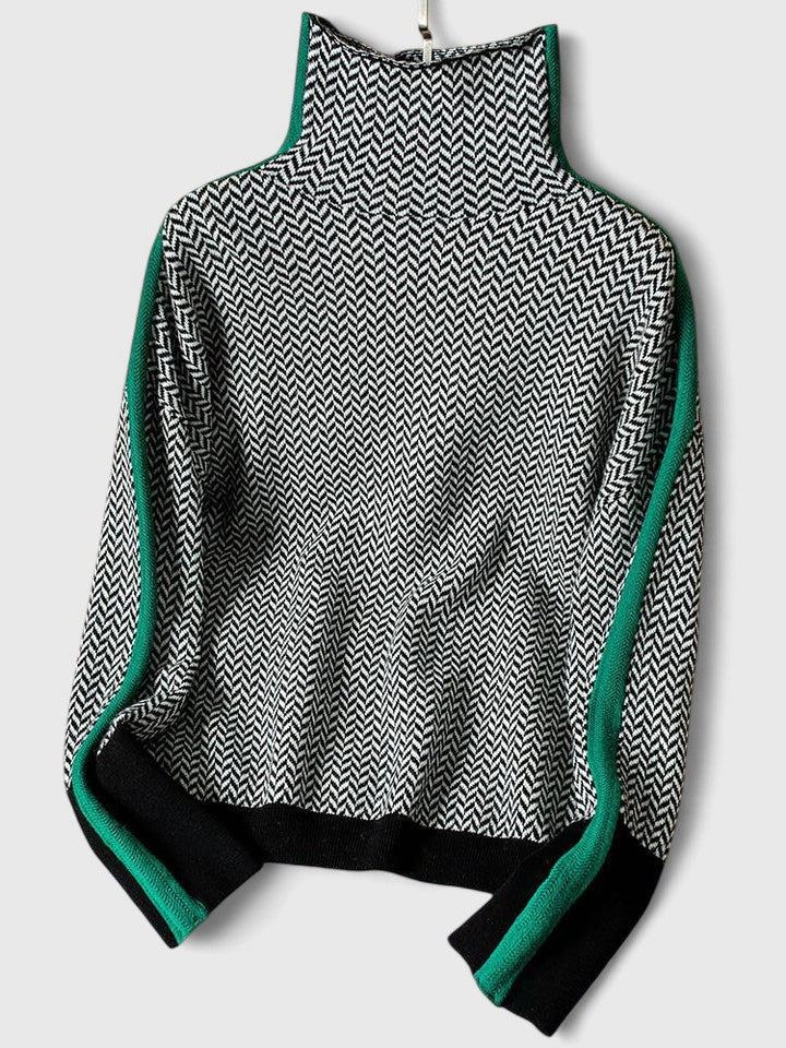Women's Color Block Turtleneck Sweater