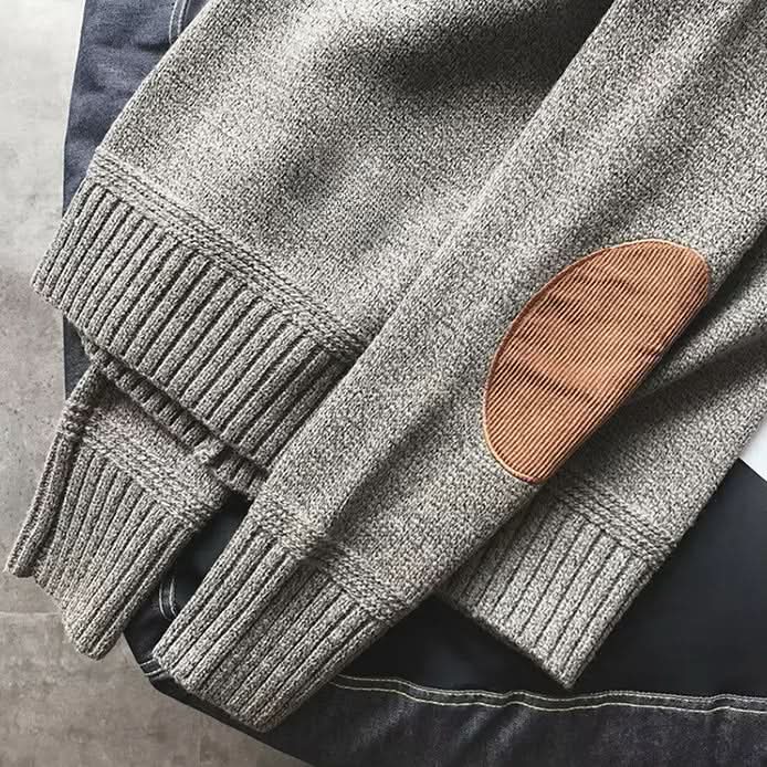 Women's Classic Crew Neck Sweater with Elbow Patch Detail
