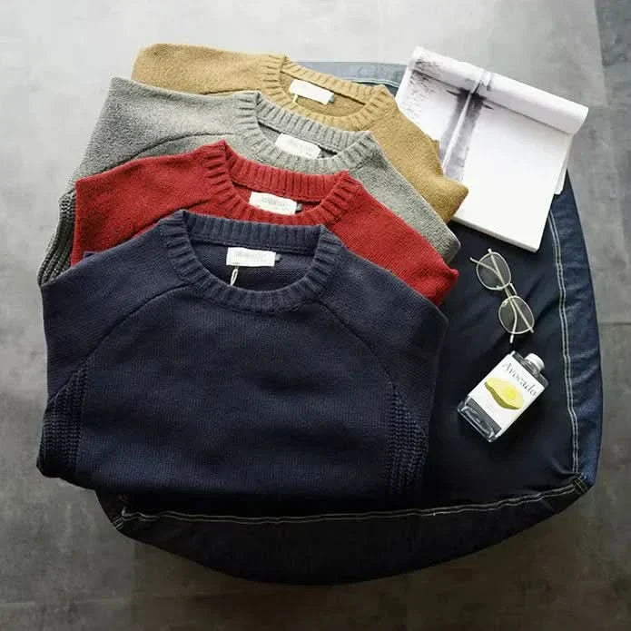 Women's Classic Crew Neck Sweater with Elbow Patch Detail