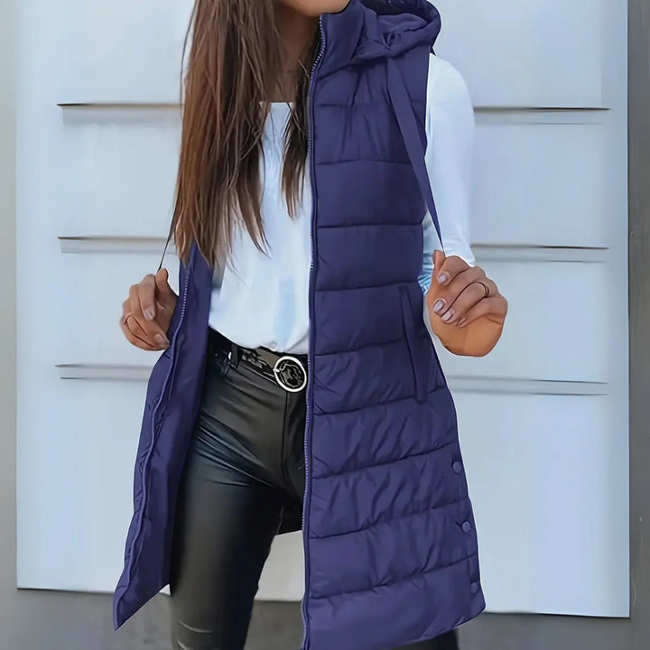 Women's Sleeveless Puffer Vest with Hood