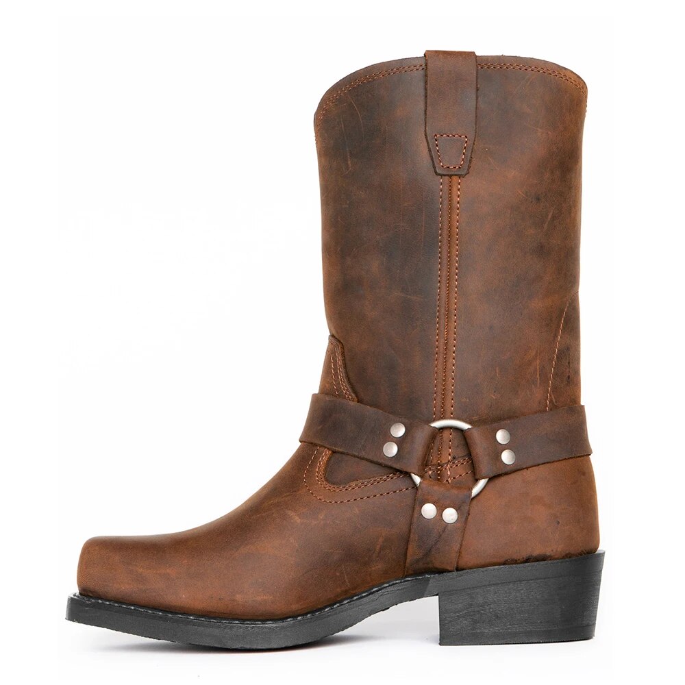 Stylish Men's Boots with Strap and Buckle Design