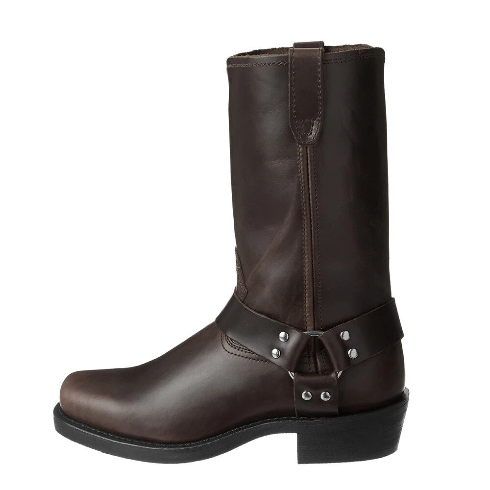 Stylish Men's Boots with Strap and Buckle Design