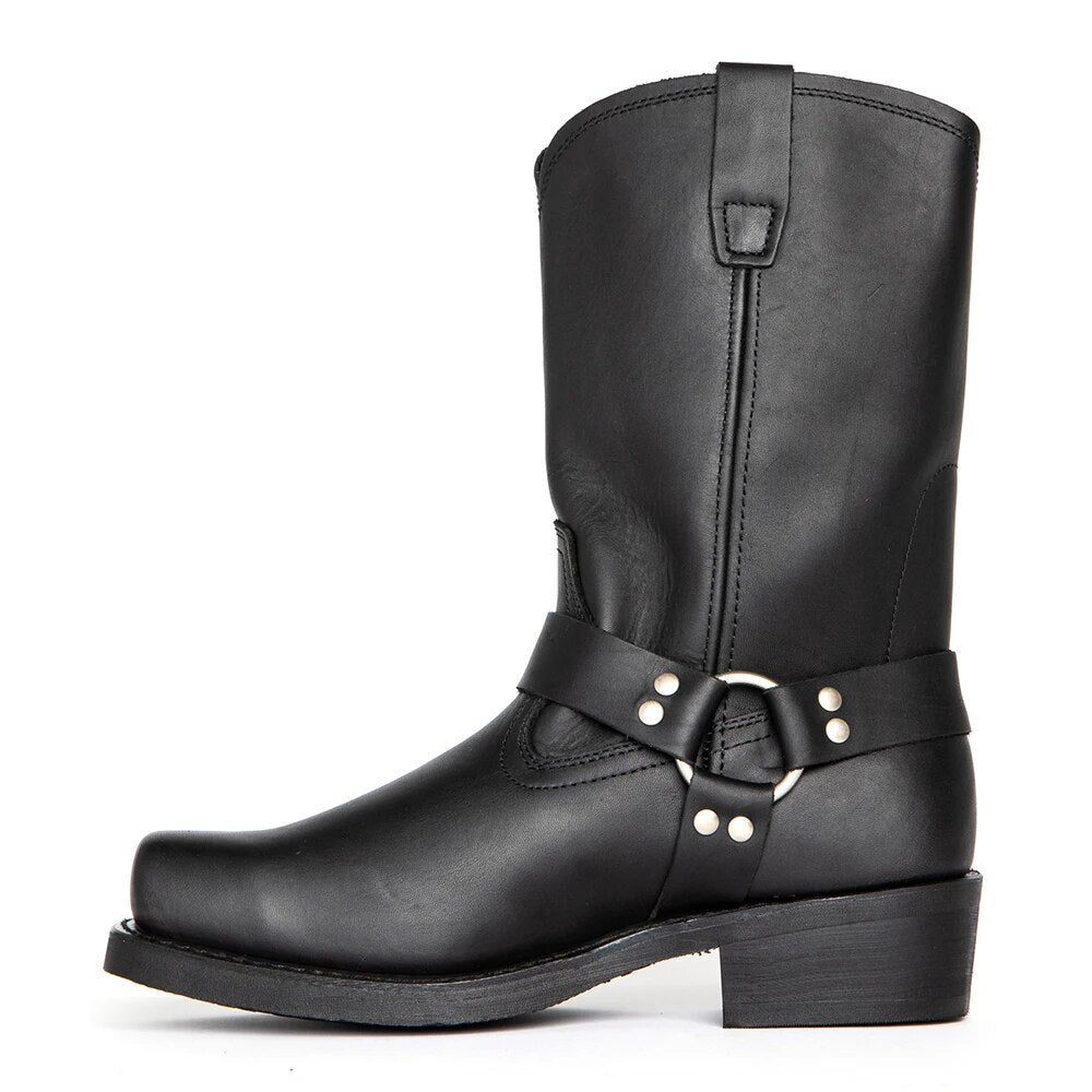 Stylish Men's Boots with Strap and Buckle Design