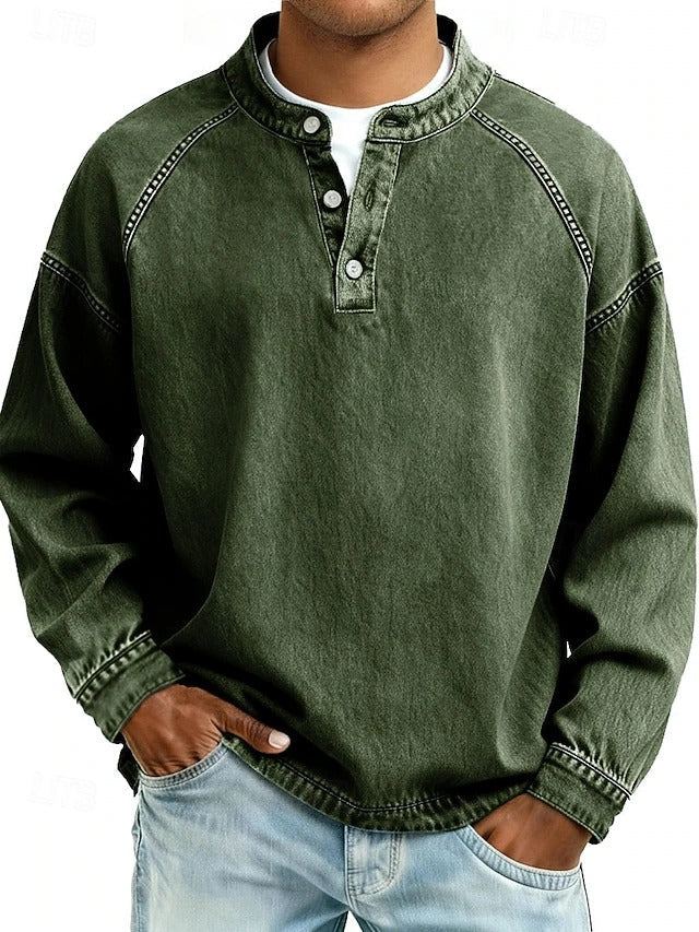Men’s  Relaxed Everyday Fit Henley Sweatshirt