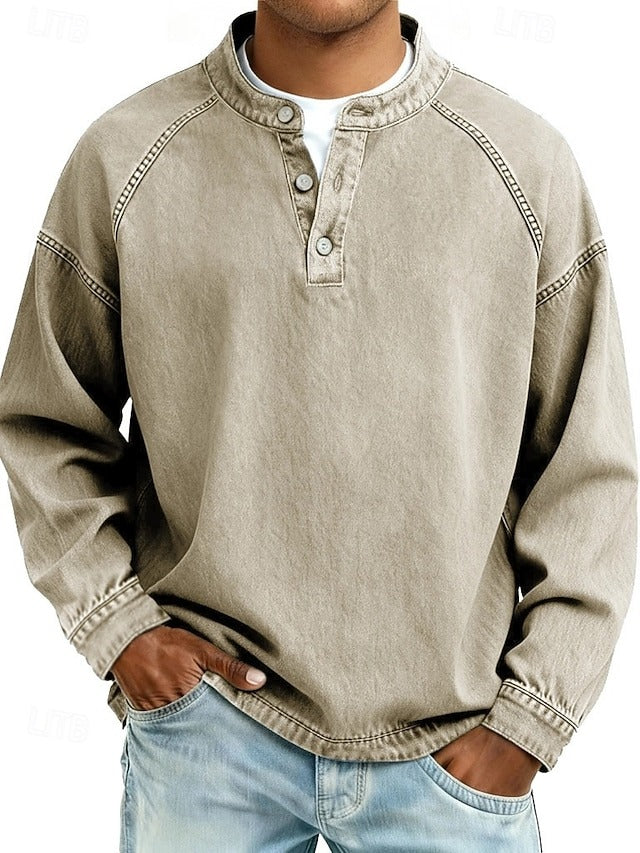 Men’s  Relaxed Everyday Fit Henley Sweatshirt