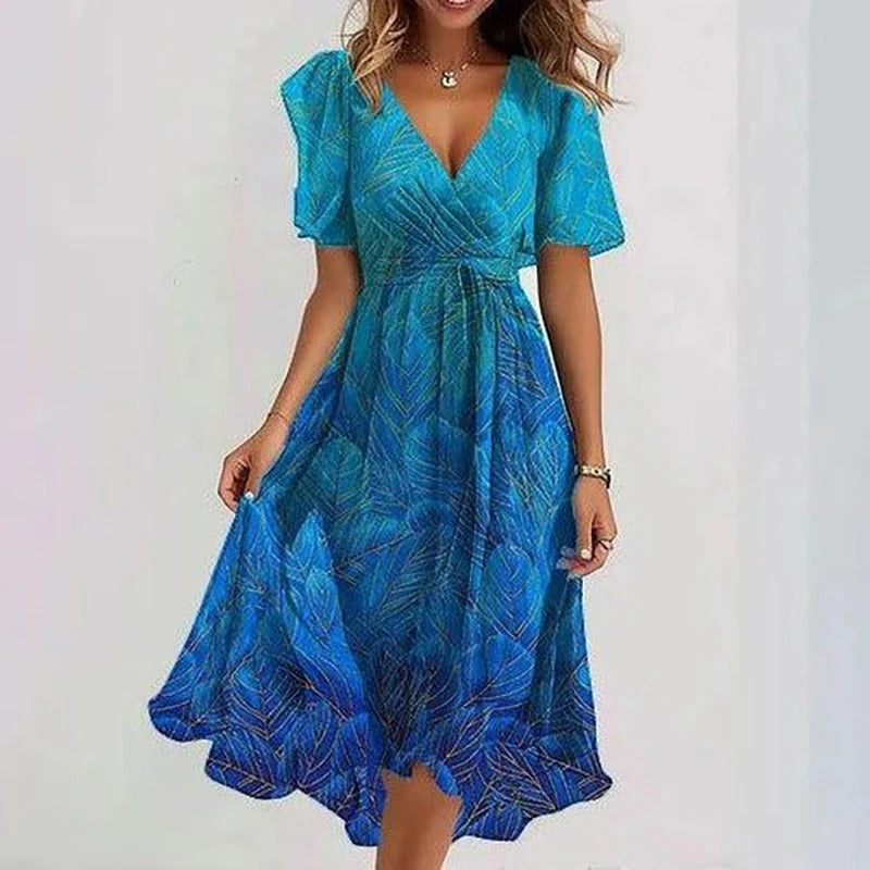 Women's Floral Flutter Sleeve Wrap Midi Dress