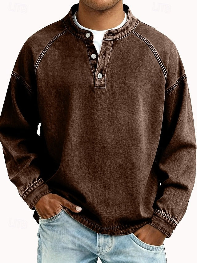 Men’s  Relaxed Everyday Fit Henley Sweatshirt