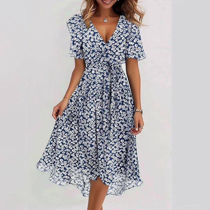 Women's Floral Flutter Sleeve Wrap Midi Dress