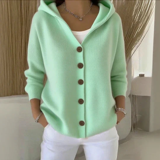 Women's Hooded Button Knit Cardigan Sweater