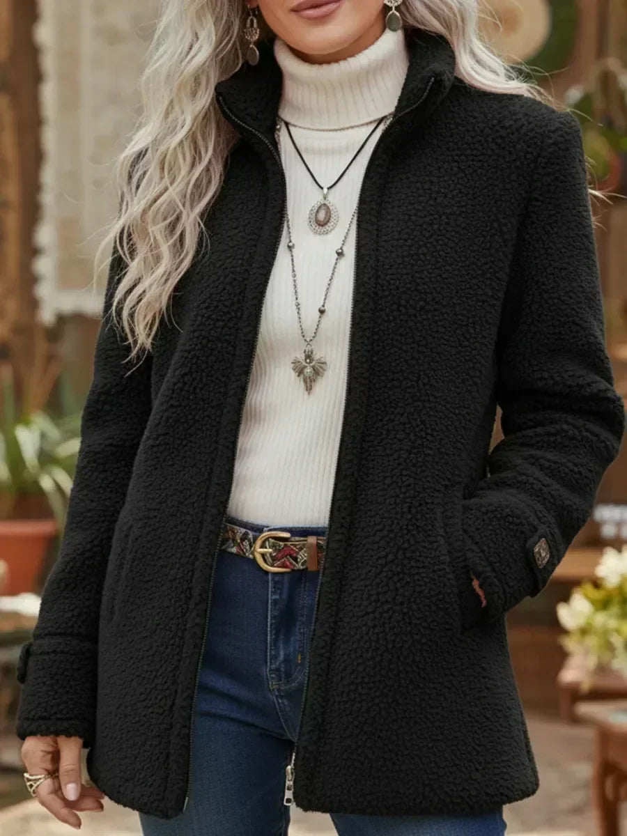 Women’s Soft Teddy Fleece Zip-Up Winter Jacket