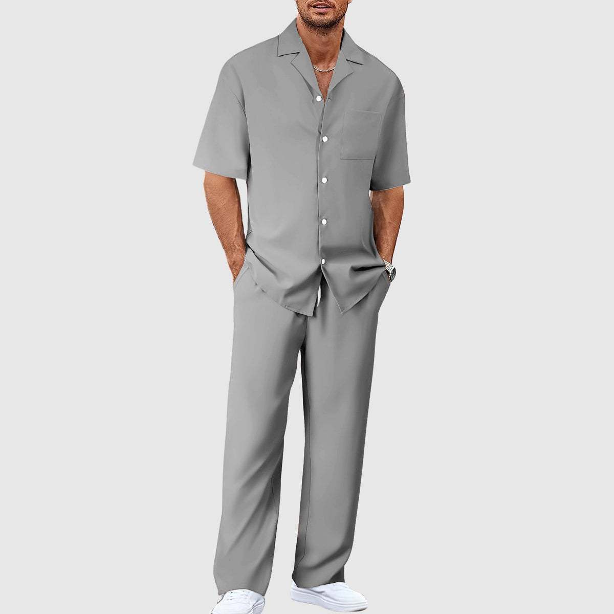 Men's 2-Piece Casual Shirt and Trousers Set