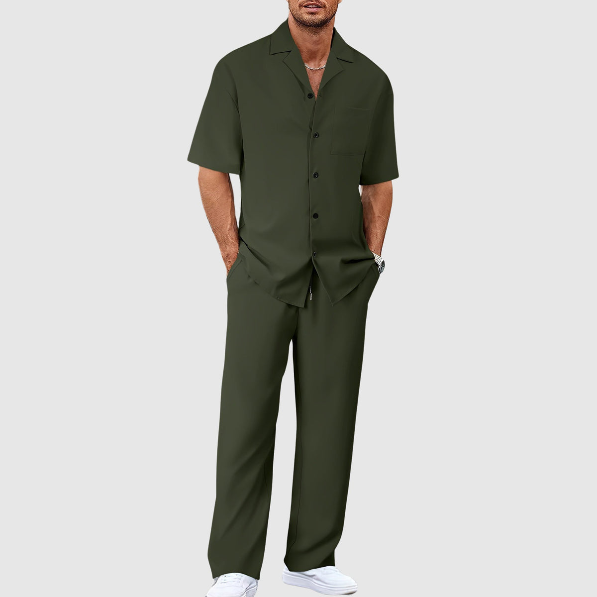 Men's 2-Piece Casual Shirt and Trousers Set