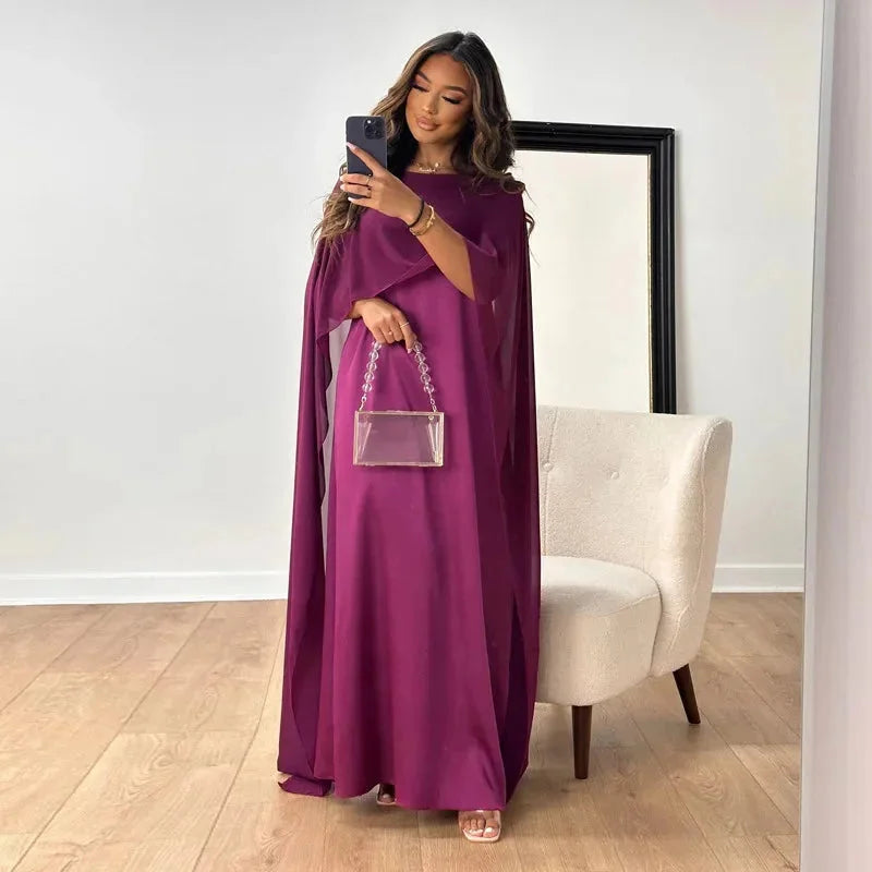 Women's Flowing Cape-Sleeve Column Dress