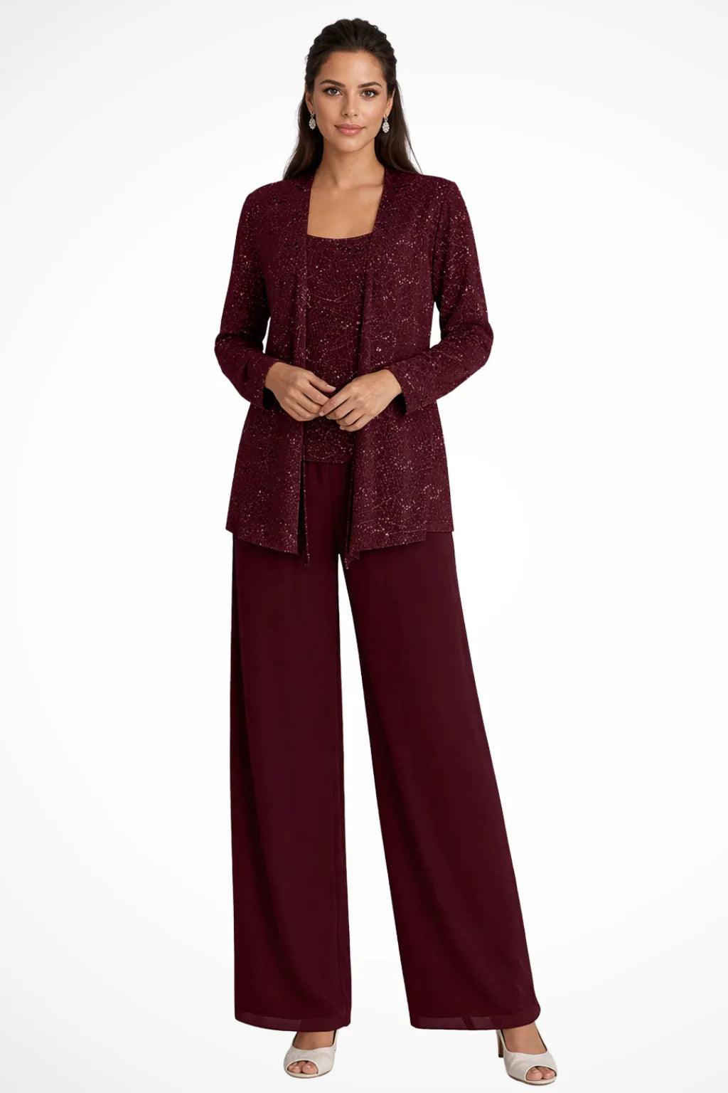 Women's Sequin Lace Three Piece Wedding Suit