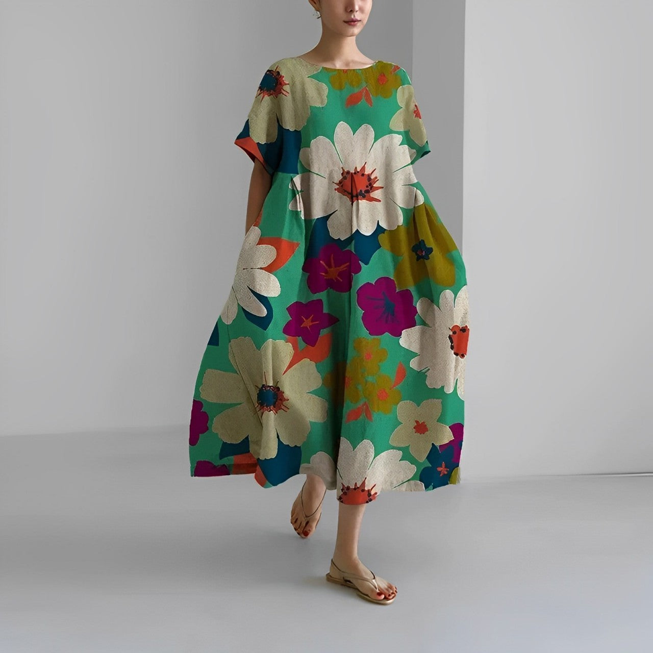 Women's Floral Print Oversized Maxi Dress