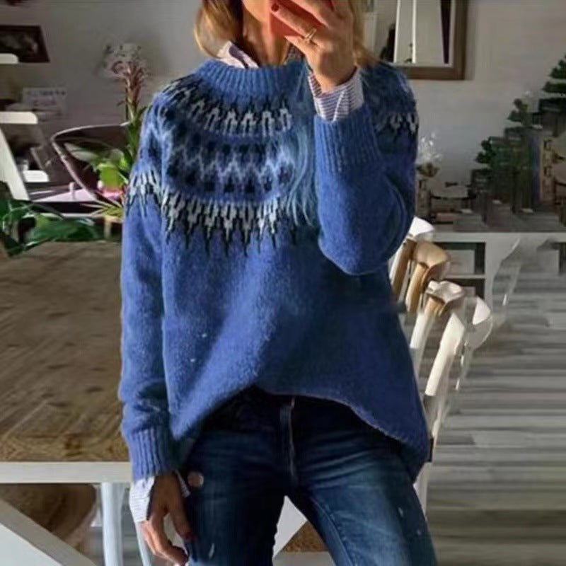 Stylish Fair Isle Knitted Sweater with Comfortable Fit