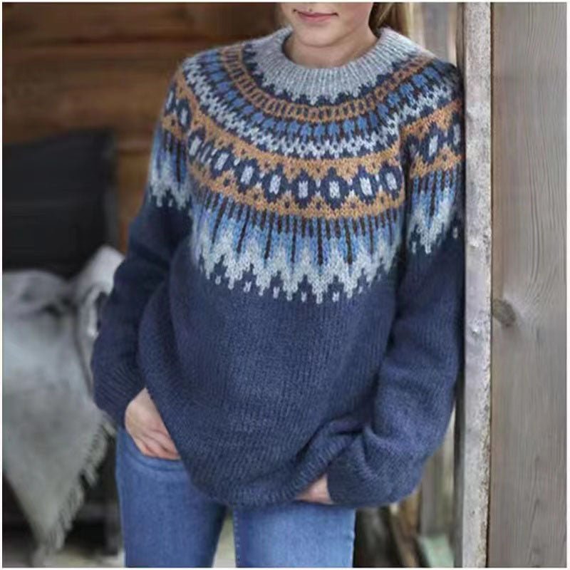 Stylish Fair Isle Knitted Sweater with Comfortable Fit