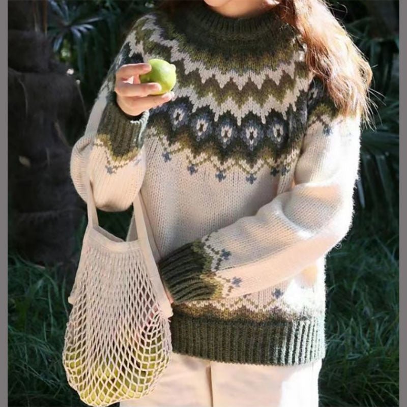 Stylish Fair Isle Knitted Sweater with Comfortable Fit