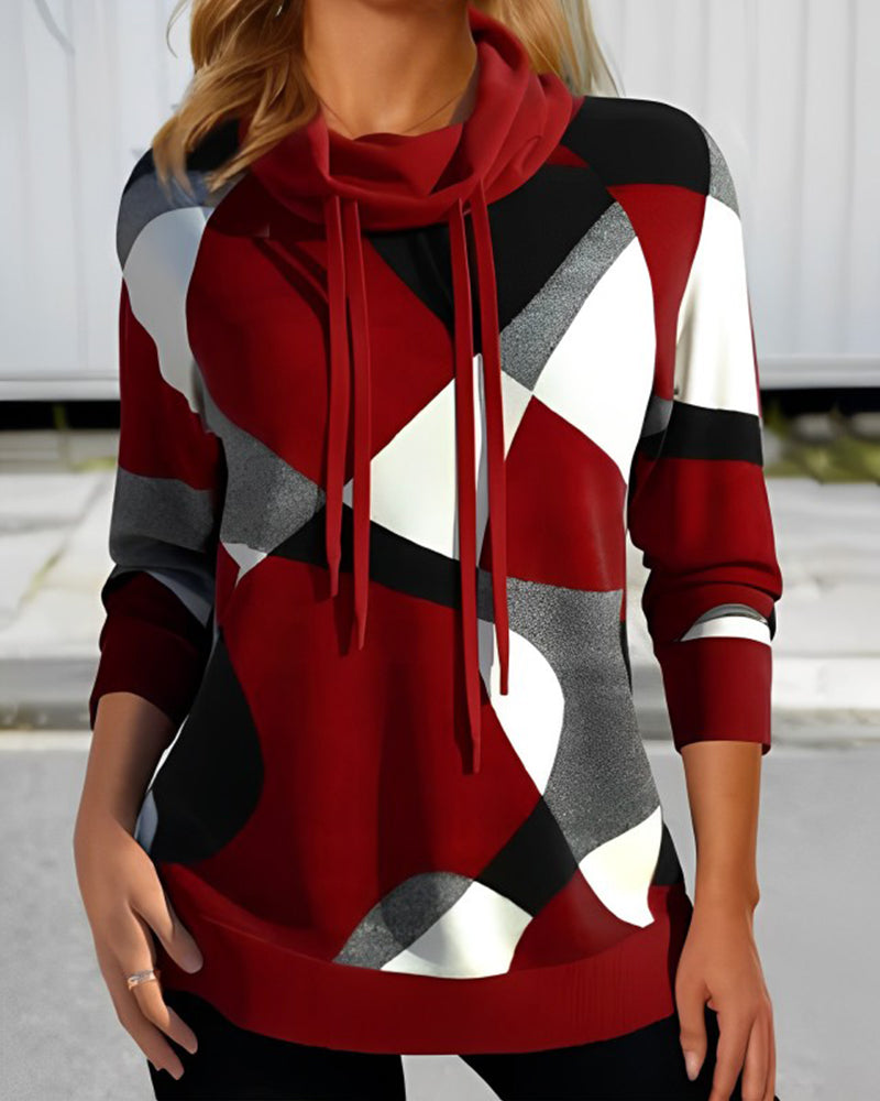 Stylish Women's Hoodie with Geometric Prints | Comfortable Long Sleeves