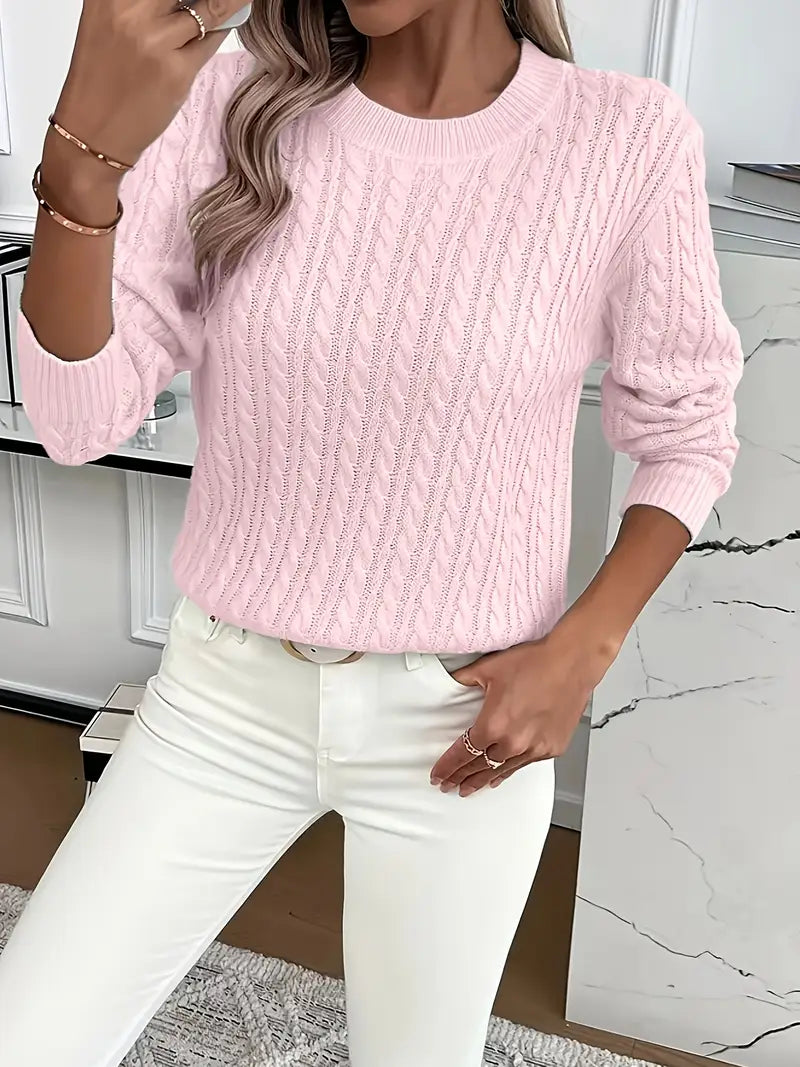 Women's Cable Knit Sweater Relaxed Fit