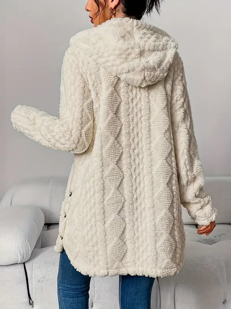 Women's Cable Knit Cardigan with Hood