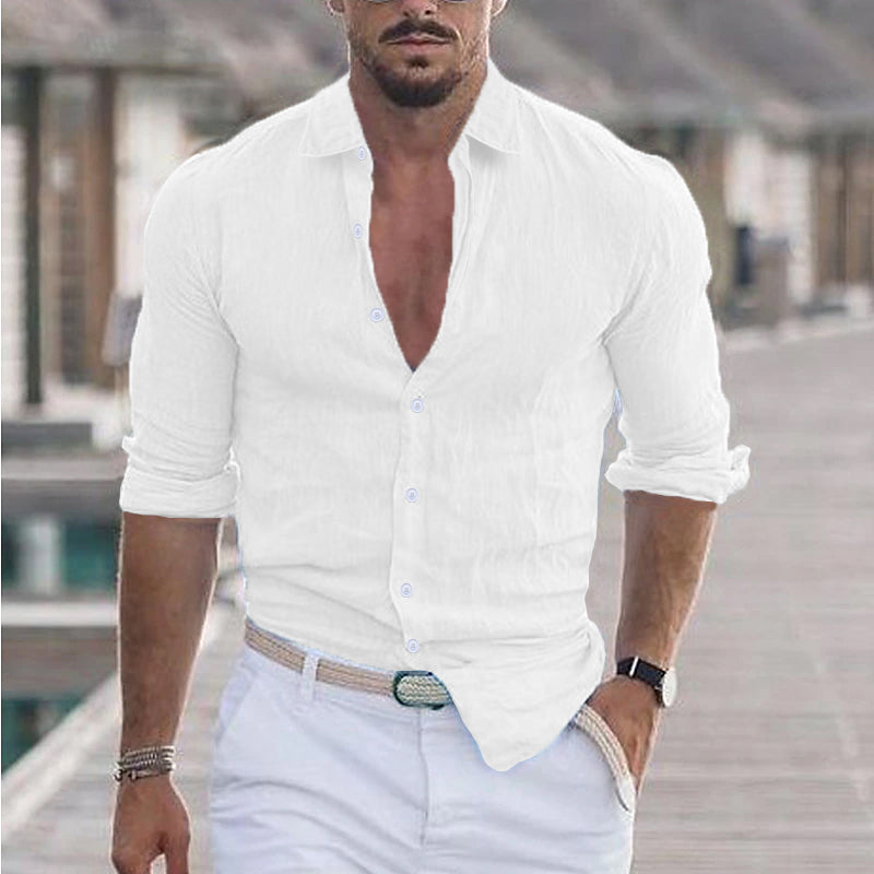 Men's Casual Button-Up Long Sleeve Shirt